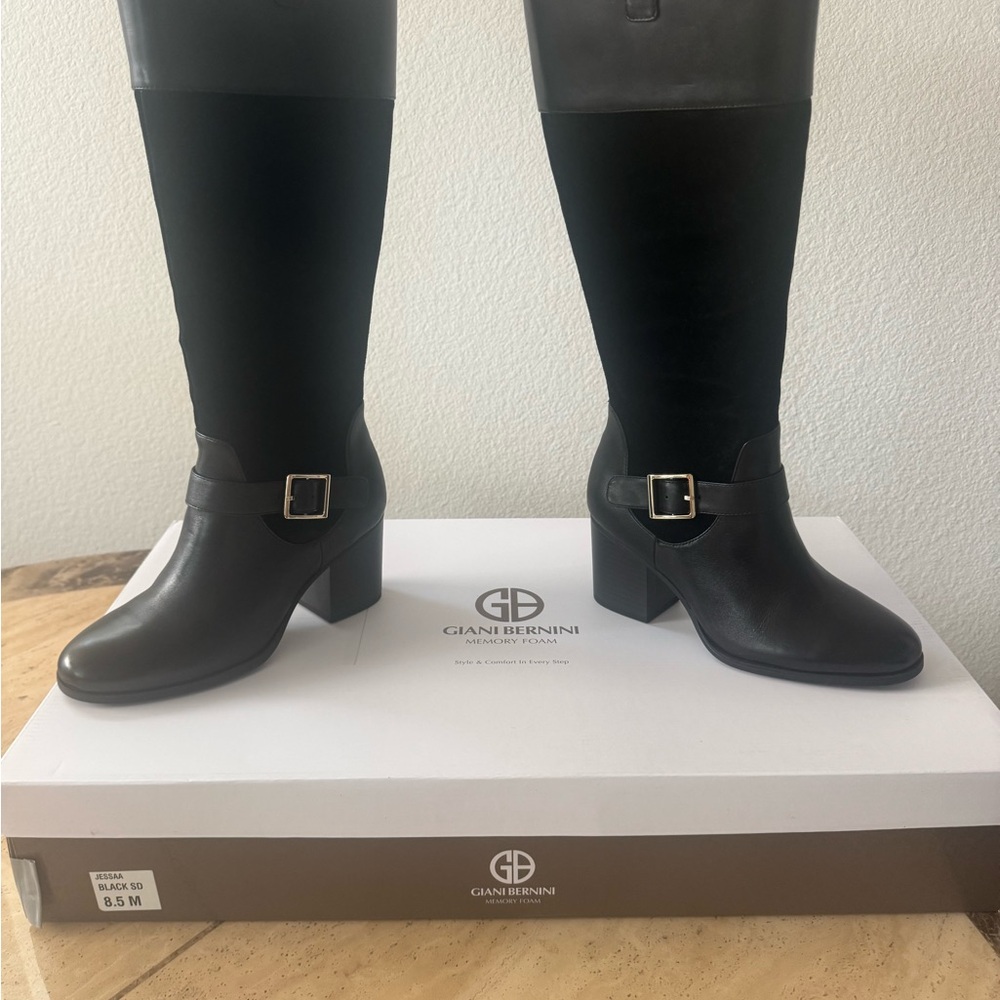 Giani Bernini Black Heeled Boots with Buckle